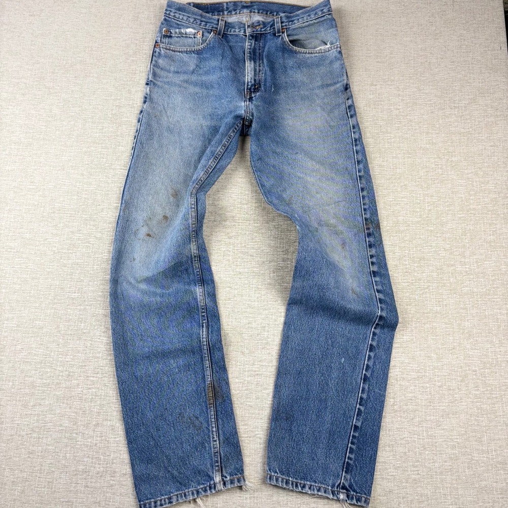 Vintage Levis 505 Mens 33x34 Medium Distress Jeans Grunge Denim